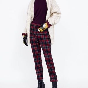 Zara Plaid pants with elastic waistband